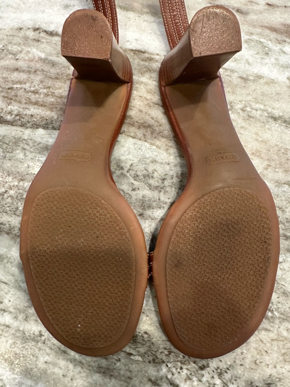 Coach Nevada P409 Vintage Y2K Leather Heels Brown Ankle Strap Block Sandals 7.5 - Picture 9 of 10